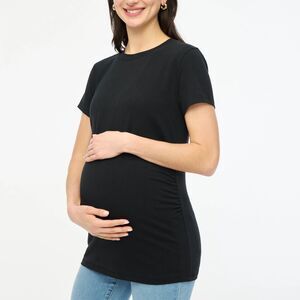 J.CREW Maternity Crewneck Tee S Black T-Shirt Ruched Short Sleeve Top NWT B55